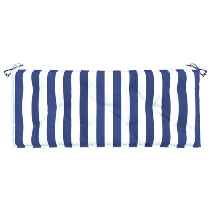 VidaXL Coussin de banc de jardin rayures bleues et blanches 120x50x7cm 361595