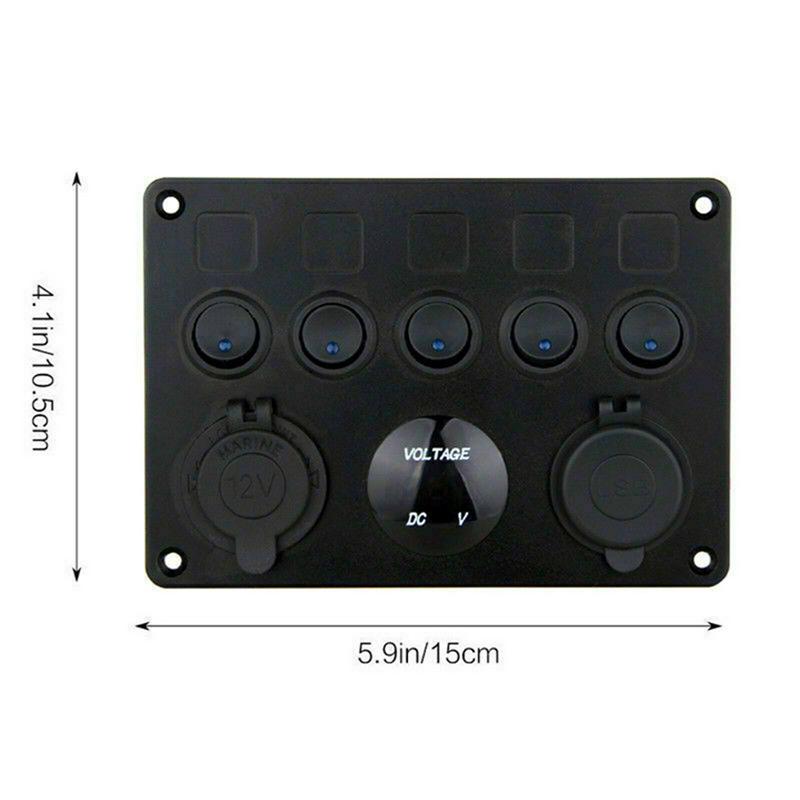 5 Gang 12V Schalter Panel AUF-OFF Rocker Toggle Wasserdicht für Boot Marine RV Lkw Rot