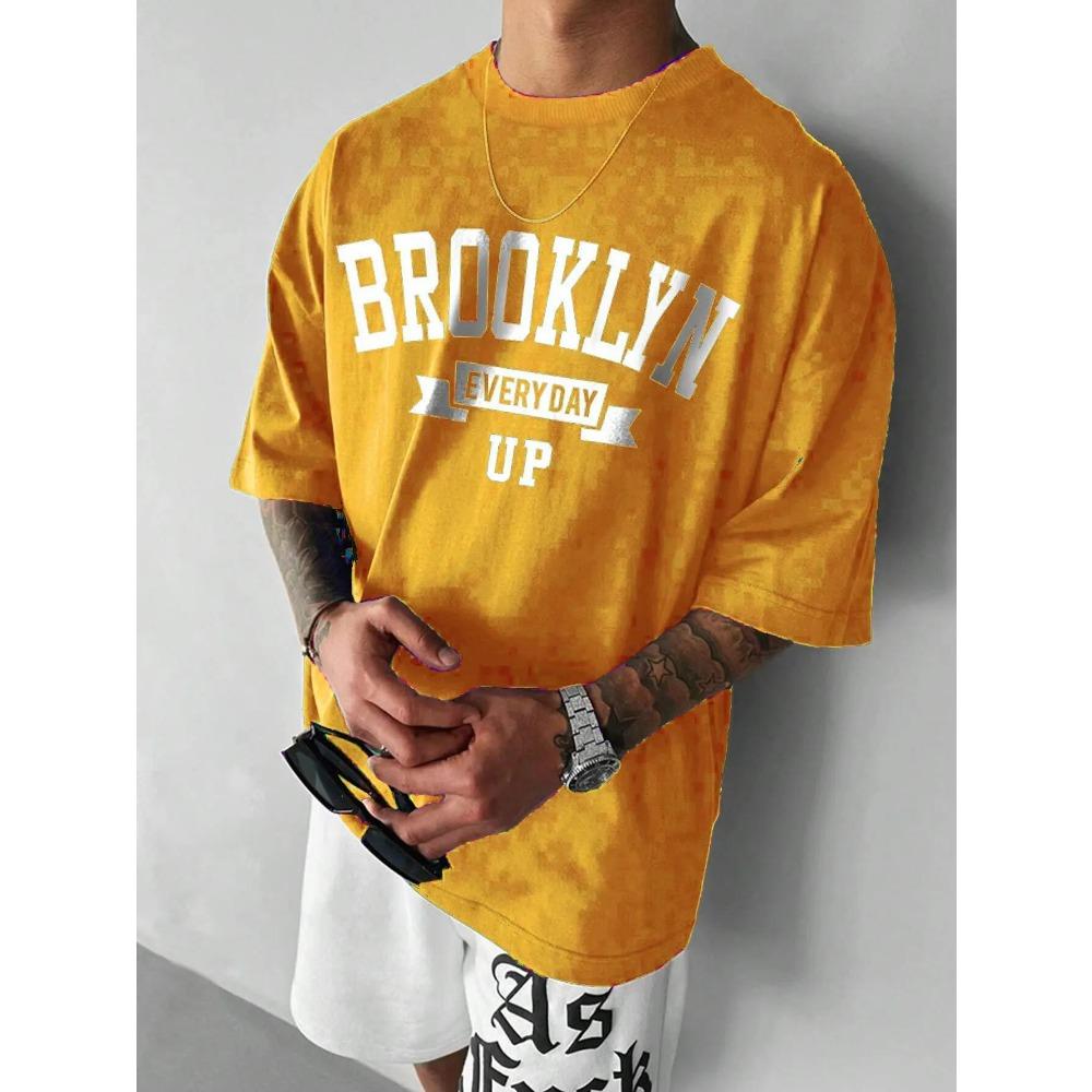 Summer Men's Cotton T-shirt Printed Top T-shirt Men's Pure Cotton Printed T-shirt