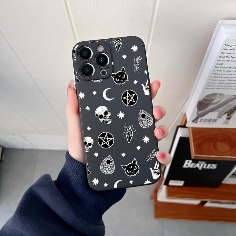 Grim Reaper Skull Skeleton Original Square Liquid Silicone Phone Case For iPhone 14 11 12 13 Pro Max Mini X XS XR 7 8 Plus Cover