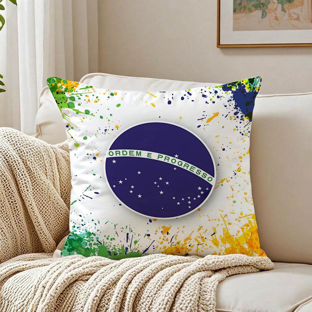 Federa per Cuscino Bandiera del Brasile Lino Minimalista Morbida per Divano Letto Decorazione Stanza Casa