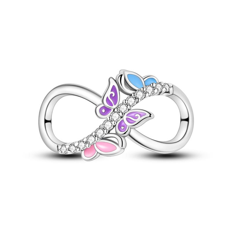 Various Butterfly Charms Bead Real Copper Inlaid Zirconium Butterflies Dangle Fit Original Accessories Bracelets Diy Jewelry