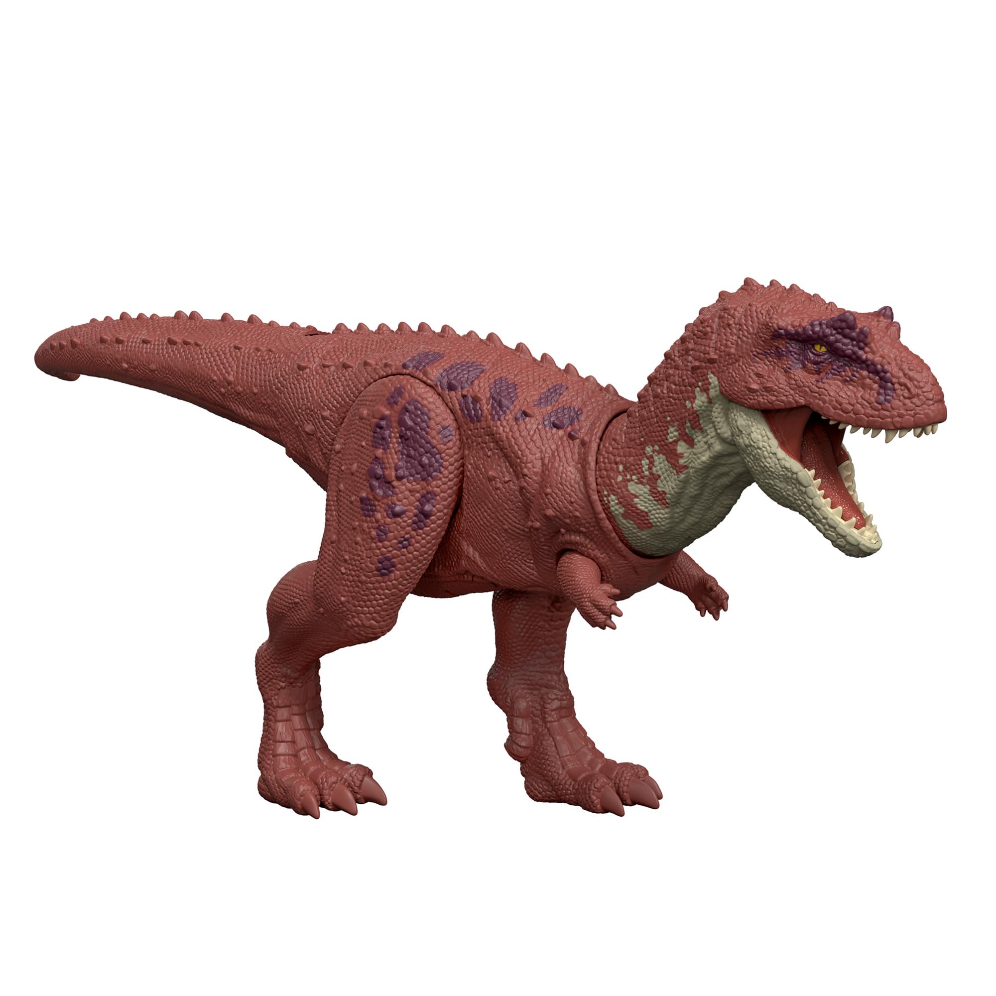 

Mattel Jurassic World Roaring Aucasaurus Action Dinosaur Ages 4 and JGB88 Figure, Kids Toy, Length Approx. 12.2 inches, Up, Brown,