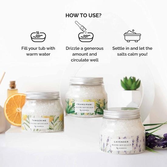 Kimirica Bath Salt Trio Gift Pack For Body Spa, Relaxation and Pain Relief, 100% Vegan , Green Tea, Ginkgo Biloba and Aloevera, 300gm 100% Vegan