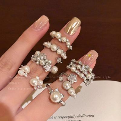 French Baroque Pearl Open Ring Women's Niche Design Stacked Index Finger Ring High-end Ring Jewelry