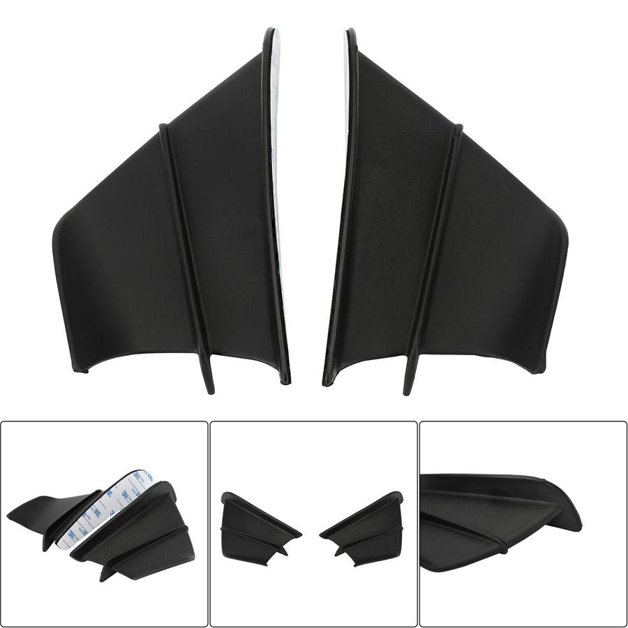 2pcs Motorcycle Side Winglet Wind Fin Spoiler Trim Cover Air Deflector ABS Black