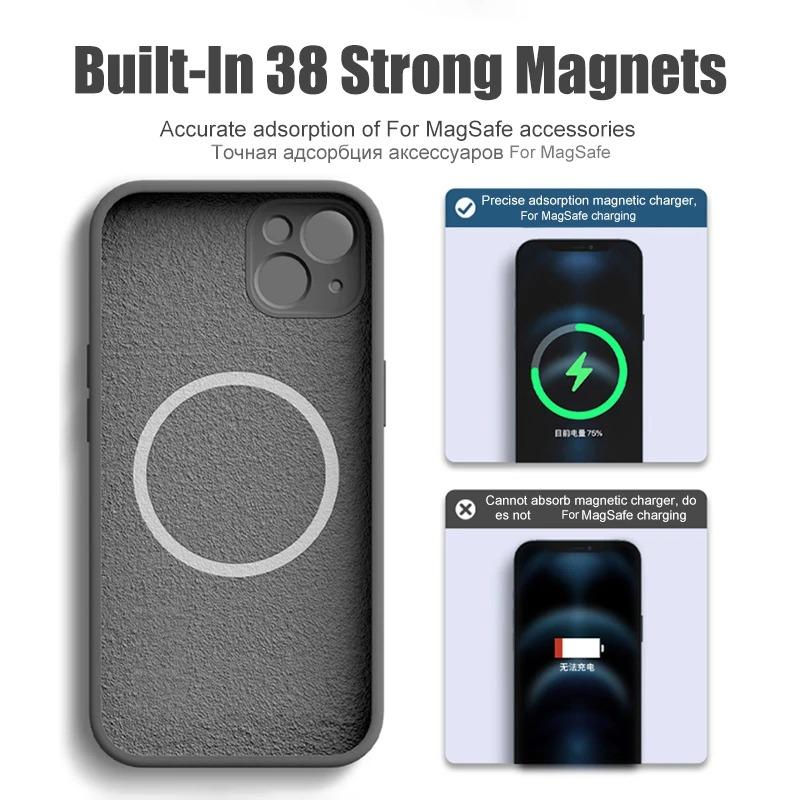 Origina Liquid Silicone Phone Cases For iPhone 17 12 13 11 16 17 Pro Max Air 14 15  For Magsafe Wireless Charger Protector Cover