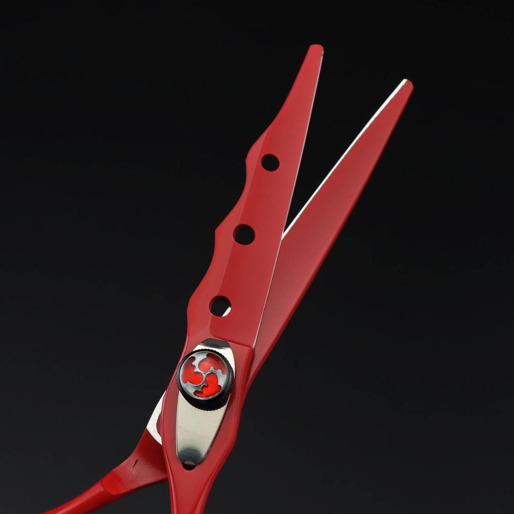 6.0 Colorful Baked Paint Hairdressing Scissors Set: Straight, Serrated, Thinning Shears for Barbering.