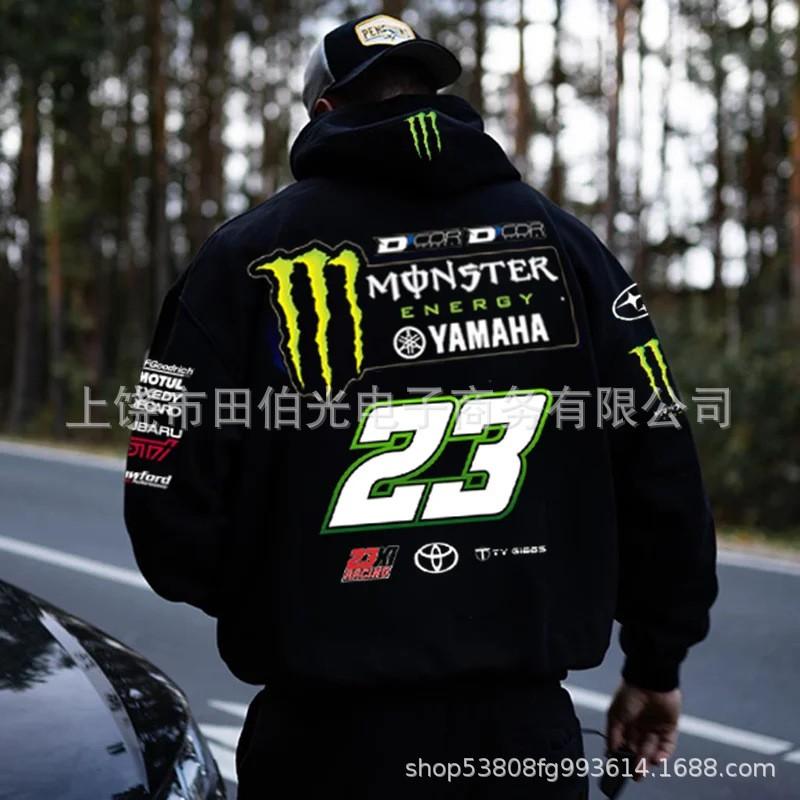 Mens Hooded Sweatshirt With Demon Print Loose Fit Warm Winter Casual Streetwear