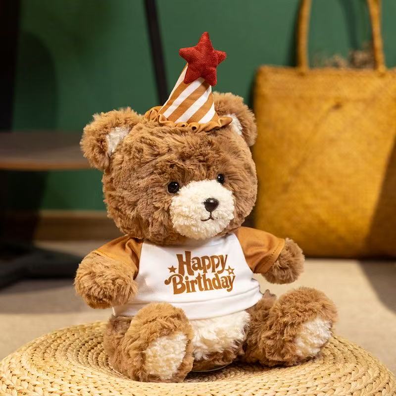 25/35cm Neuer Simulations-Festtagshut Teddybär Stofftier Plüschtier Cartoon Anime Niedliches Geschenk für Kindergeburtstag Lustige Puppe