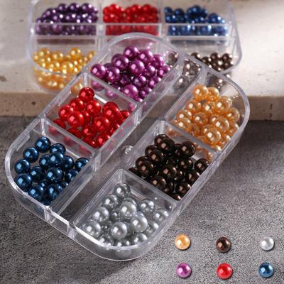 1 Box Nail Decoration Faux Pearl Design 3D Visual Effect ABS Colorful Delicate Loose Bead Nail
