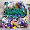 Graffiti Print Blanket Soft Comfortable All Seasons Suitable Sofa Office Nap Travel Birthday Gift Christmas Present