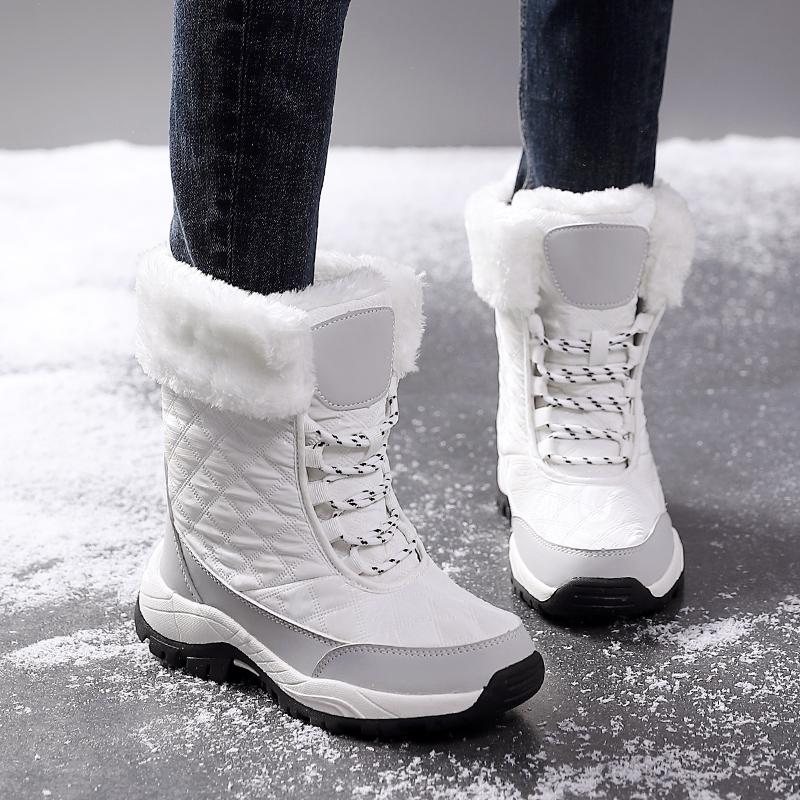 Warm Cotton Shoes Women's High-top Boots Anti-slip Snow Boots Winter Plush Outdoor Walking Shoes Hiking Sneakers