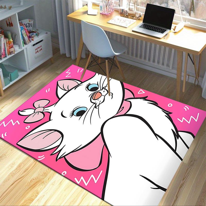 Pink Background White Cat Carpet For Playroom Bedroom Living Room Sofa Home Decorkids Game Area Rug Nonslip Floor Mat