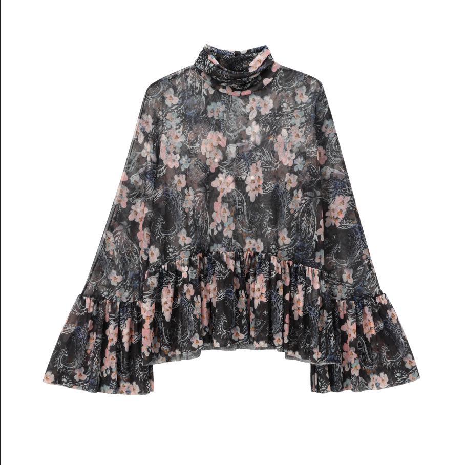 

2024 Осень/Зима Элегантная женская рубашка с длинным рукавом и шелкографическим принтом L