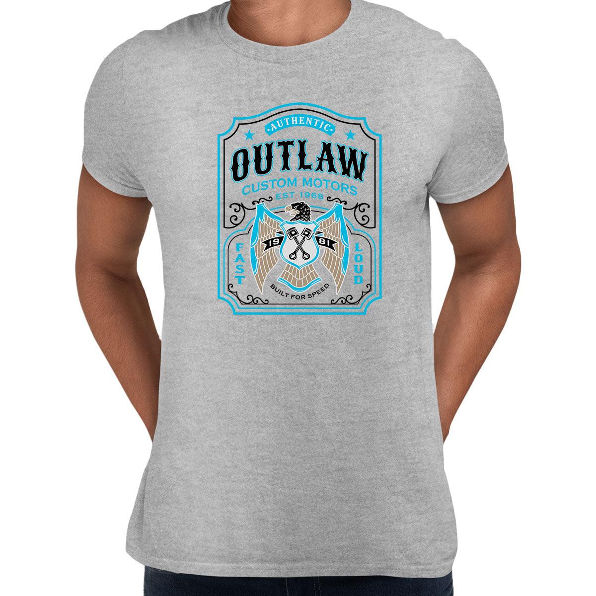 

Biker Authentic Outlaw T-Shirt for Men Motorbike Motorcycle Cafe Racer Chopper Bike Unisex T-Shirt S серый