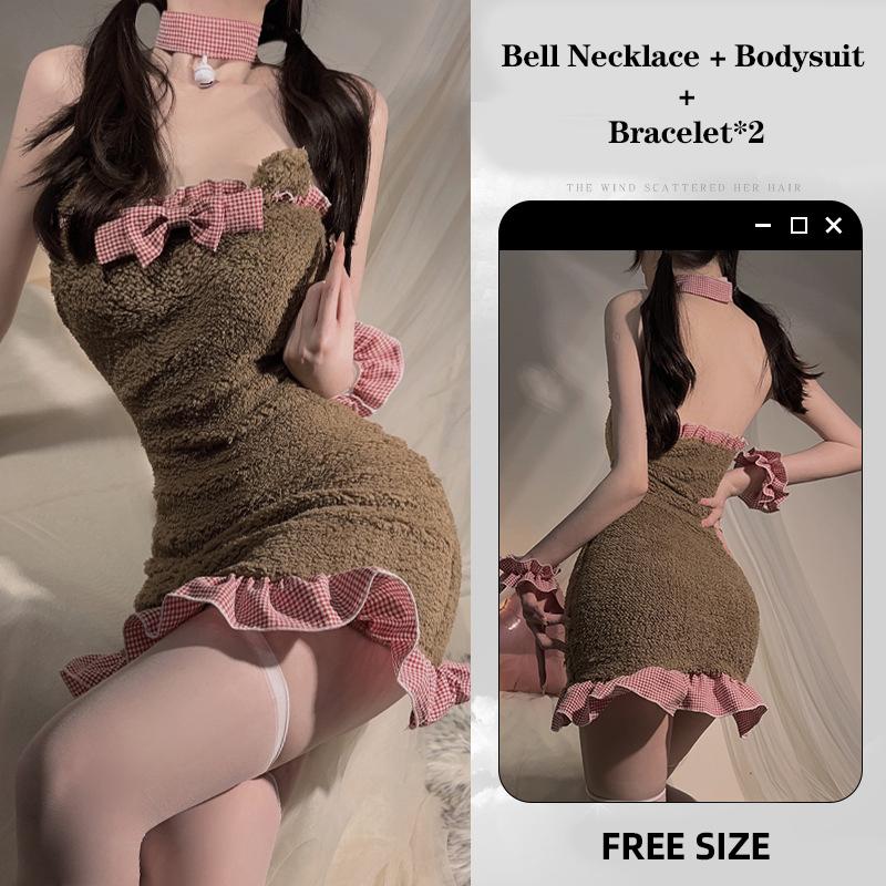 Sexy Underwear Cute Housemaid Two-dimensional Bear Uniform Backless Sexy Bag Hip Skirt Suit