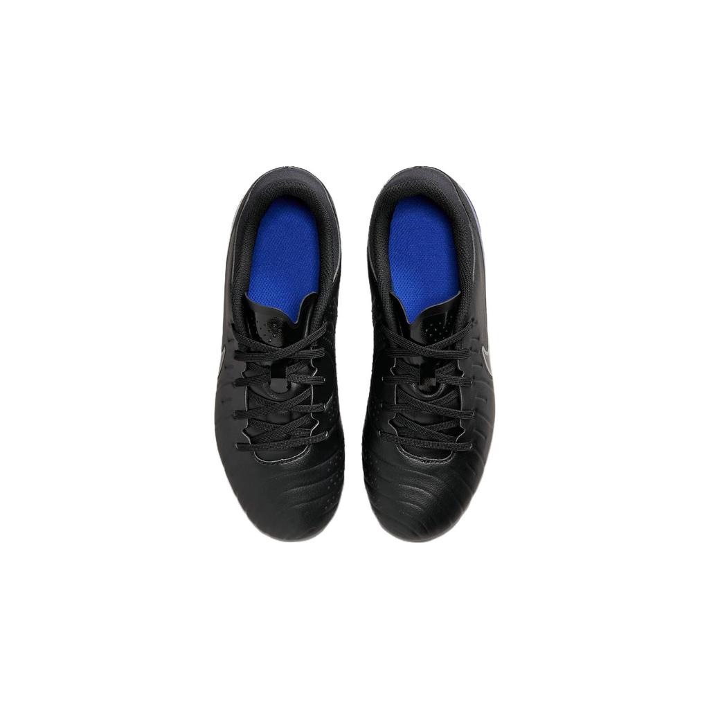 Nike Tiempo Legend 10 Hard Ground Slip Resistant Abrasion Resistant Cushioning Low Top Kids' Soccer Shoes Black Blue DV4349-040