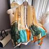 180 * 90 High-End Single-Sided Cut Dill Long Shawl Retro Chinese Style Ancient Charm Elegant Silk Scarf Dunhuang