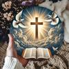 2D Round Metal Sign Christian Cross Bible Religious Home Decor Wall Art Sculpture