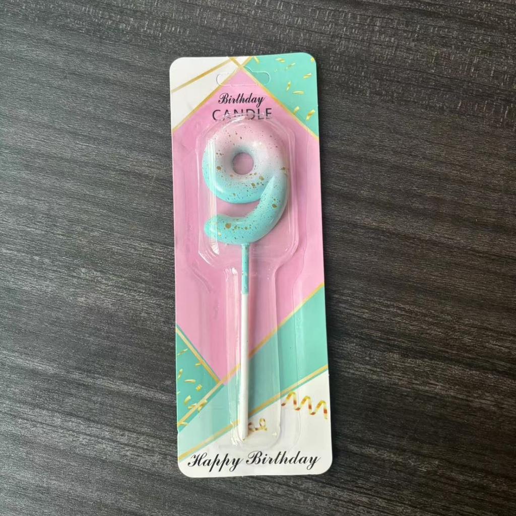 Ins Galaxy Gradient Digital Birthday Candle Ornament Pink Blue Purple Layout Party Cake Baking Plug-in Card