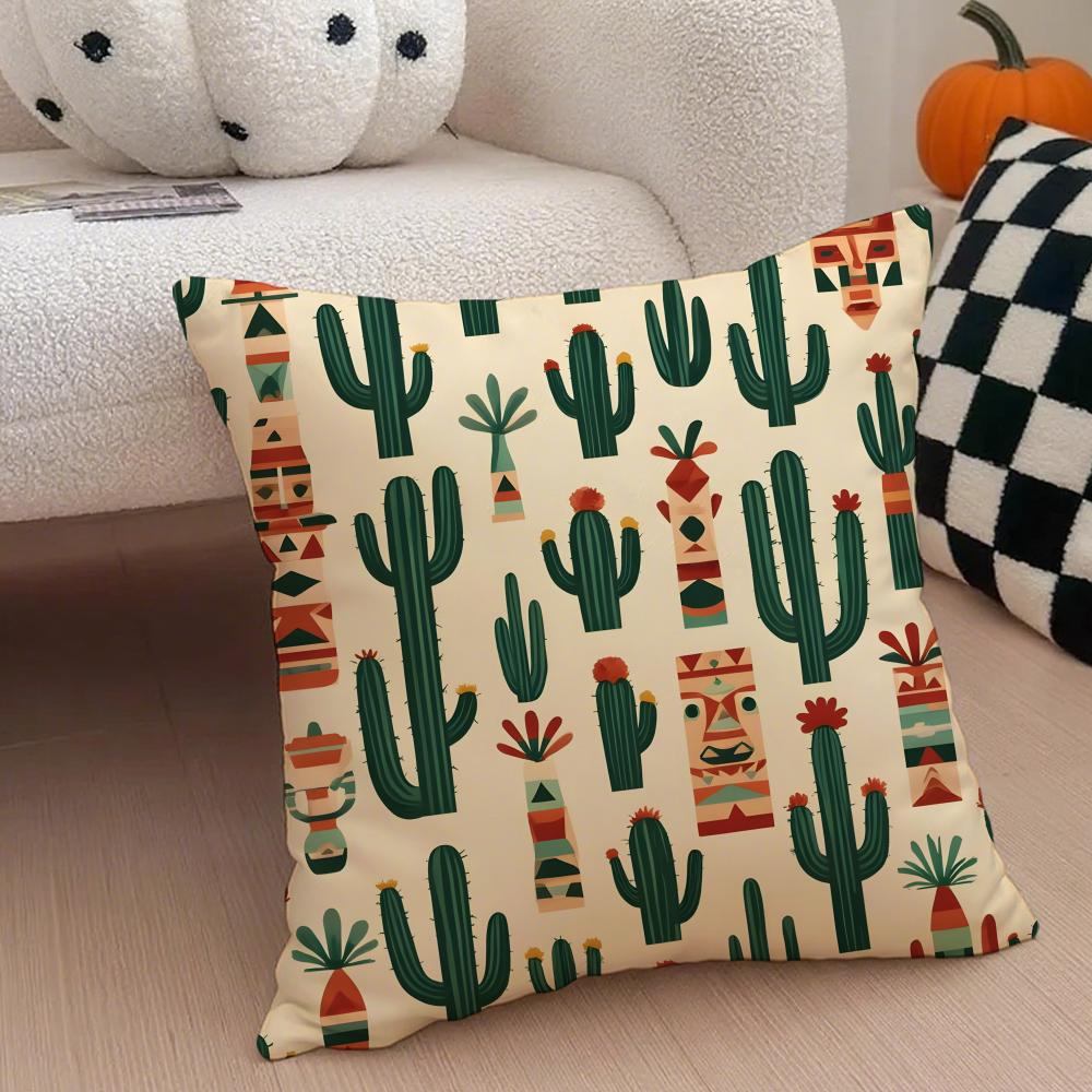 Western Vibrant And Colorful Patterns Cushion Cover Linen Pillow Case Soft Breathable Protective Couch Room Decoration