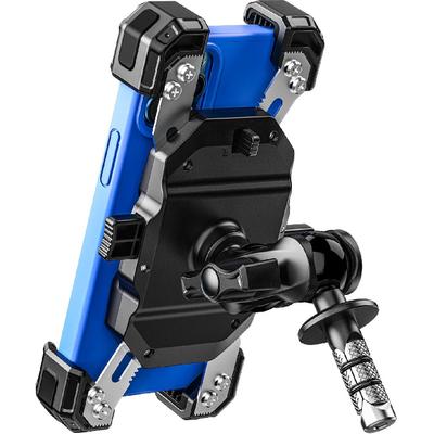 Motorcycle Fork Stem Phone Mount, 1S Auto Lock & Release, Anti-Theft Motorcycle Phone Holder With Aluminum Alloy 1" Ball Short Arm, For 12-25.4Mm