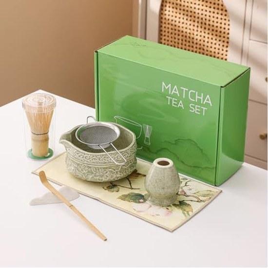 Matcha 7 Set SpyFlyLie Beginner Tea Ceremony Tools Preparation Piece 100 Stick Whisk Holder Chashaku Spoon Bowl Tool Frother Respect Aged Day Fathers