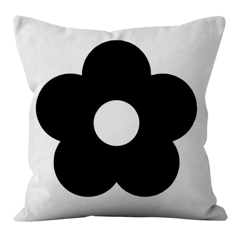 Nordic Ins Style Simple and Light Luxury Lines Black and White Plaid Pillow Case Pillow Lunch Break Pillow Sofa Cushion