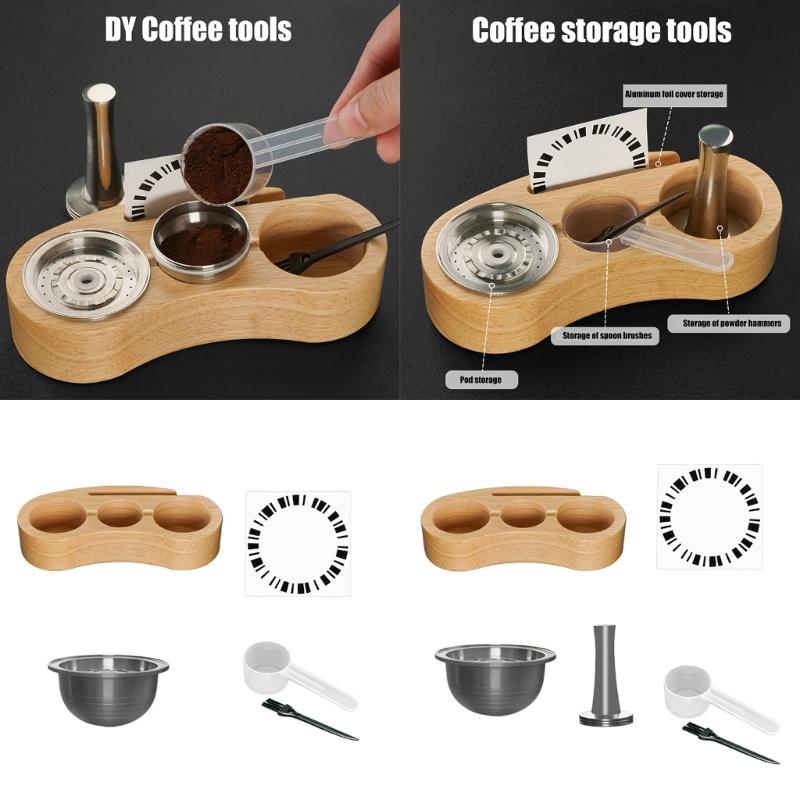 Coffee Pods Holder Coffee Powder Tamper and Refill Base Stainless Steel Texture Suitable for Compact Storage Solution