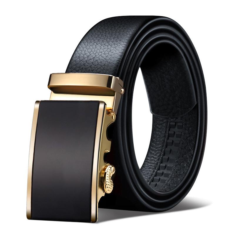 Men's Belt Genuine Leather Business Automatic Buckle Two-layer Cowhide Trendy Young Men's Trousers Belt