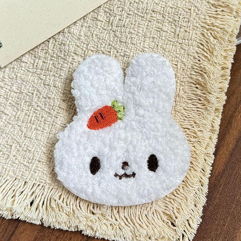 Cute Plush Bunny Hair Barrettes Embroidered Carrot Magic Paste Soft Non-slip Clips for Kids Birthday Return Gifts