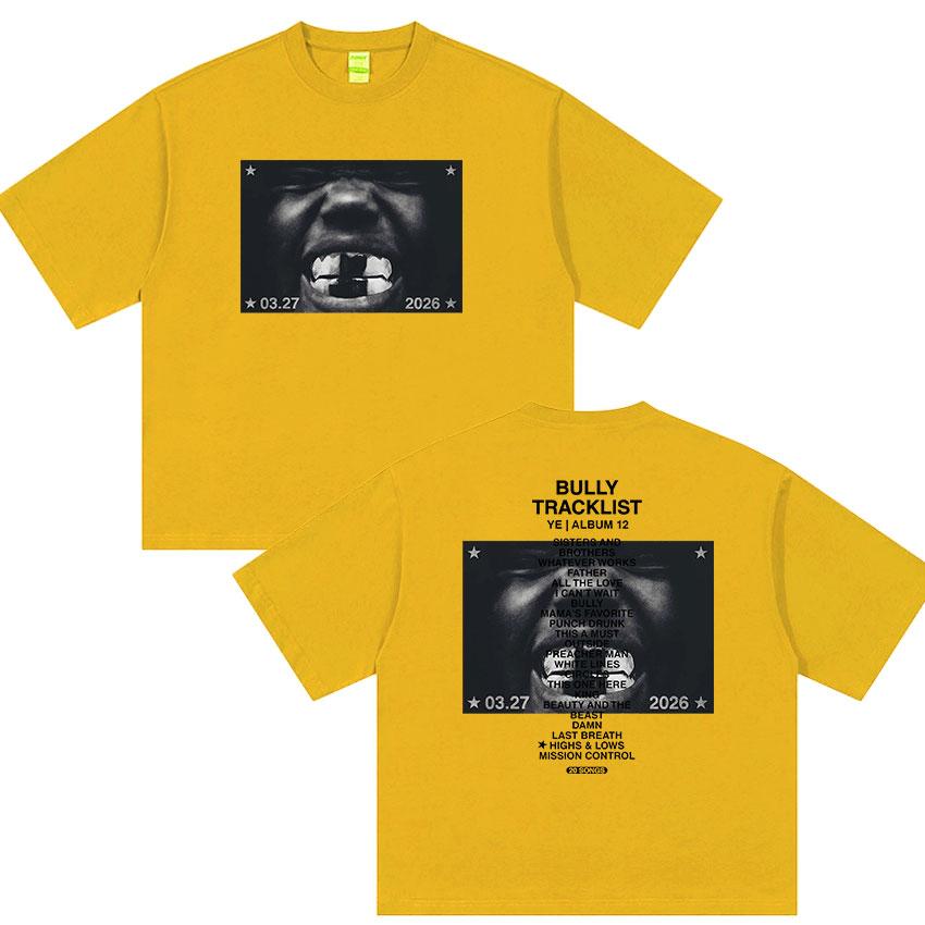 Nuovo Album Bully Kanye West Magliette Grafiche Unisex Hip Hop Pop Rap YK Maglietta a Maniche Corte Moda Retro Cotone Streetwear