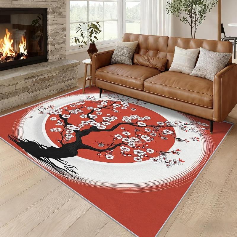 Waves Illustrations Pattern Area Rug Soft Non Slip Living Room Carpet Trendy Landscape Home Decor Floor Protection Mat