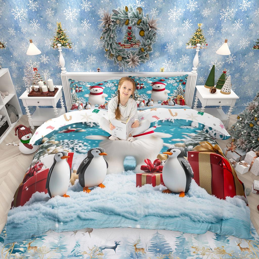 Comforter Homewish Kids Merry Christmas For Girls Boys Snowman Snowflake Bed Set Xmas Tree Santa Claus Set