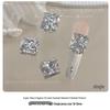 White Cubic Zirconia Stacked Rhinestone Manicure Ornaments - Handmade Sparkling Rhinestone Balls & Dove Egg Decorations