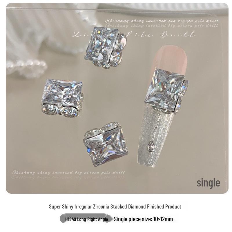 White Cubic Zirconia Stacked Rhinestone Manicure Ornaments - Handmade Sparkling Rhinestone Balls & Dove Egg Decorations