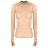 Womens Glossy Sheer Long Sleeve Top Slim Fit Stretchy Pullover Round Neck Nightclub Glamorous Clubwear