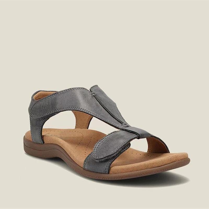 Nuevas Sandalias Romanas de Tamaño Grande de Estación Independiente para Mujer con Arco Plano y Velcro Sandalias Casuales de Playa