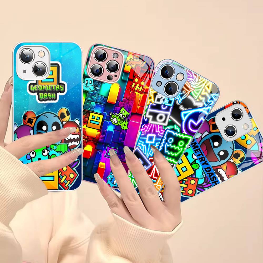 Game Geometry Dash For IPhone 14 13 12 Mini 11 Pro XS Max X XR 14 Plus Tempered Glass Cover