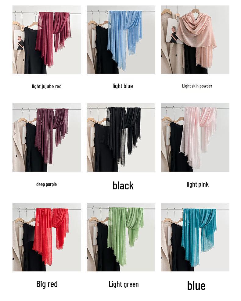 Artistic Cotton and Linen Scarf - Solid Color, Japanese & Korean Style, Women's Shawl for Air-Conditioned Rooms, Outerwear, Sun Protection