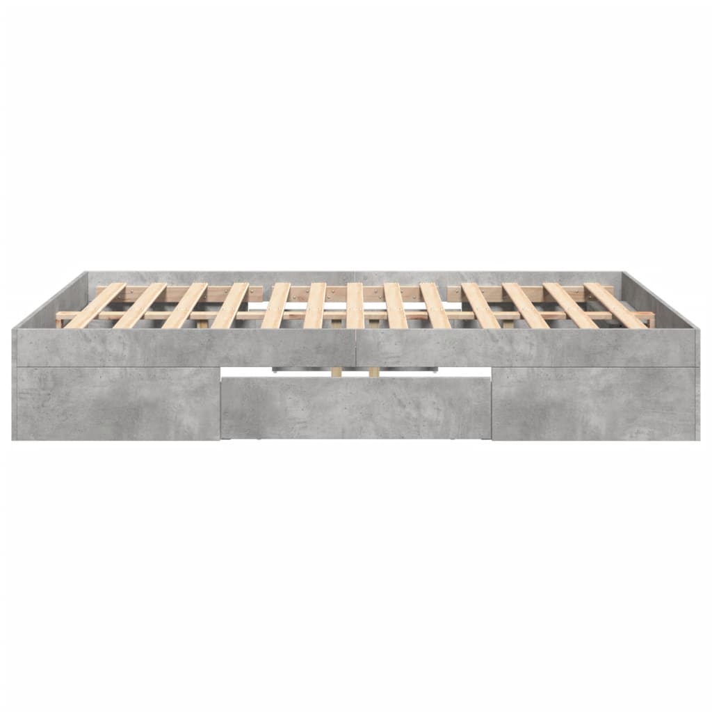 Vidaxl Rama Łóżka, Szarość Betonu, 135X190 Cm, Materiał Drewnopochodny