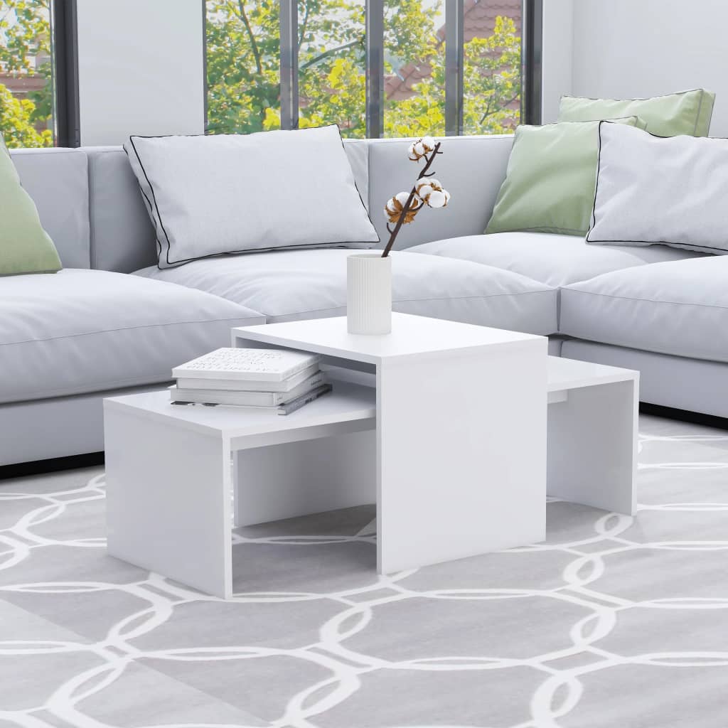 White Coffee Table Set 100 x 48 x 40 cm Particleboard