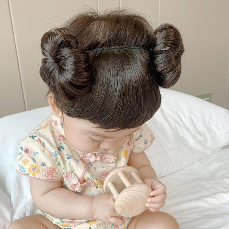 Bun Headbands Infants Wig Bangs Chignons Hairpiece 1-4T Girls Boy Headwear Lovely Buns Hairband Decors