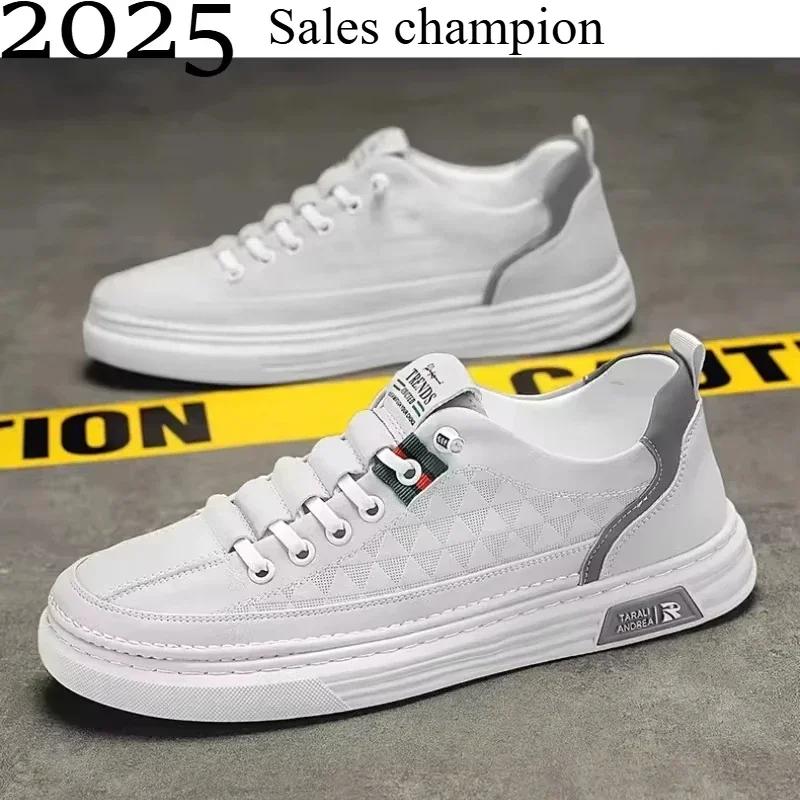2025  ""Upgrade your style with Men's Vulcanize Shoes /2025/ White Leather Casual Shoes