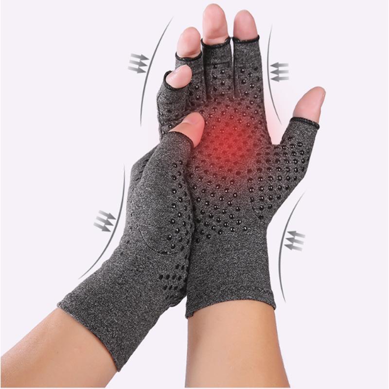Arthritis Gloves for Men Women Therapy Compression Hand Joint Pain Relief Half Finger Silicone Gloves Health Care