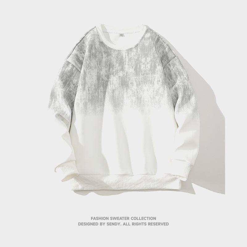 

Весенне-осенний мужской свитер, повседневная универсальная футболка с длинным рукавом, свитер с круглым вырезом M белый