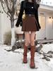 Women's Petite Wool A-Line Pleated Skirt in Coffee - Flattering High-Waisted Pencil Design for Autumn/Winter 2025