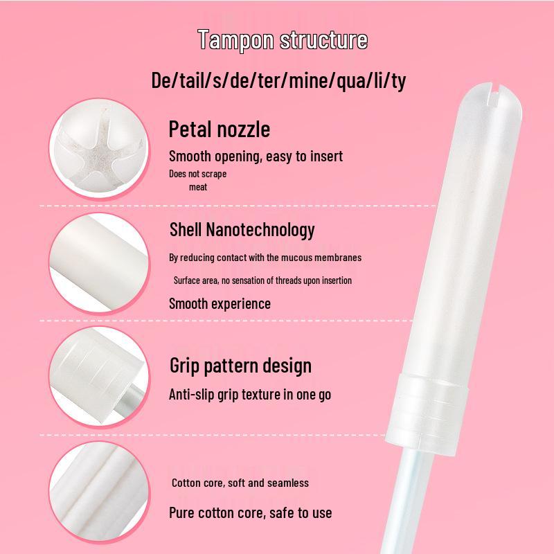 Pure Cotton Tampons with Long Applicator for Women - Heavy, Medium, Light Flow - Swimming Safe