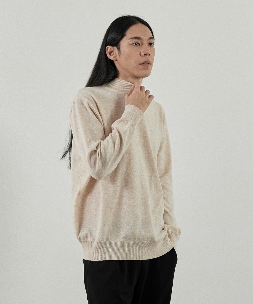 Analog Mood-Like Semi-Half Turtleneck Knit (Beige)